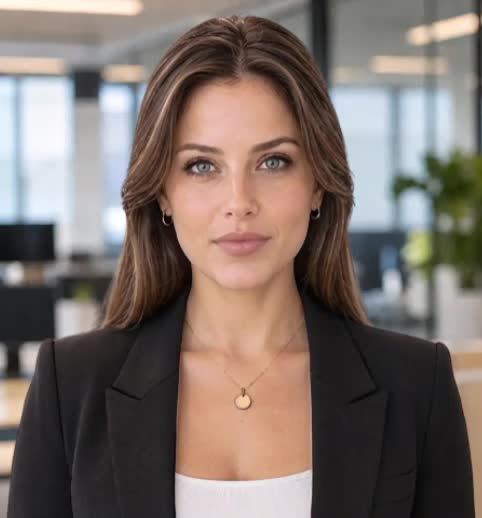 Matilda, a digital human in a black blazer