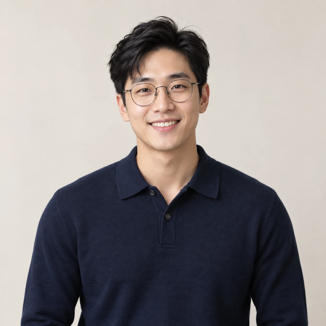 Leo, an illustrative education assistant wearing glasses and a navy polo